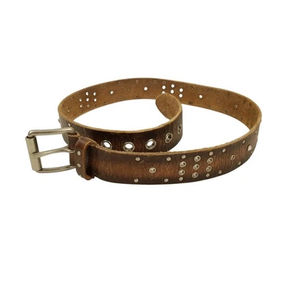 Cinturón Aeropastale para mujer marrón cuero genuino pedrería suave tachuelas 35" x 1,5" W Foto 1 de 4