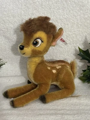 可爱 Steiff 罕见毛绒小鹿斑比 7 1/2 英寸 德国制造 状况完好 礼物! — 第 1/4 张图片