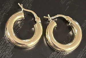 Pendientes de aro hinchados de plata de ley y oro Vermeil 925 - Imagen 1 de 3