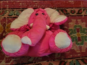 VTG Heartwarmers nylon pink elephant stuffed animal toy 1980s 1990s neon 11" - Picture 1 of 3