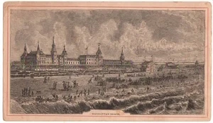 1879 HANDELSKARTE MANHATTAN BEACH HOTEL, NEW YORK - MANHATTAN BEACH EISENBAHN KARTE - Bild 1 von 2