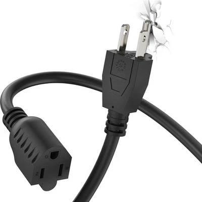 3 FT Extension Cord, Short Power Cord Indoor/Outdoor6 Gauge 3 Prong 1 Black - Image 1 of 4