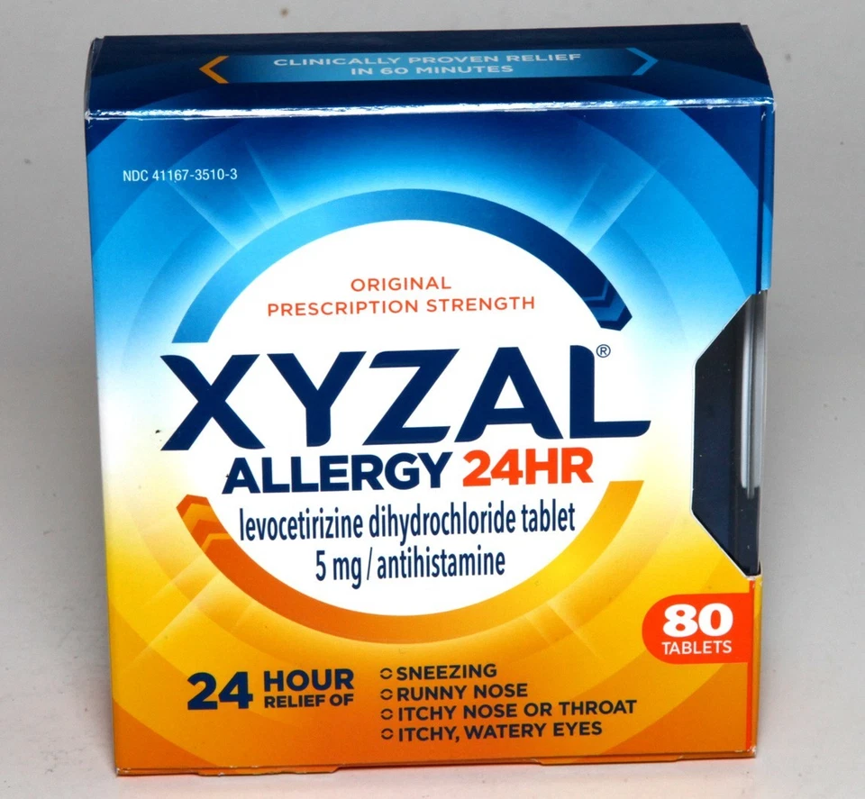 XYZAL Allergy 24hr Relief Tablets 80 Count damage box 1/2026 - Image 1 of 1
