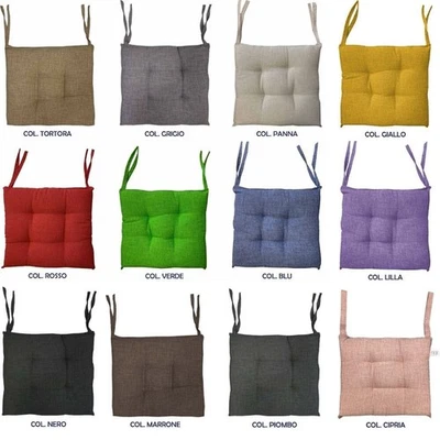 Set 6 Cuscini Sedia Coprisedia Morbidone 4 Punti Imbottiti Con Lacci Codice66 - Immagine 1 di 4