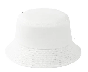 Sombrero de cubo para niños, edades 2-6, algodón, sombrero para el sol en blanco, ala ancha, plegable, blanco - Imagen 1 de 7