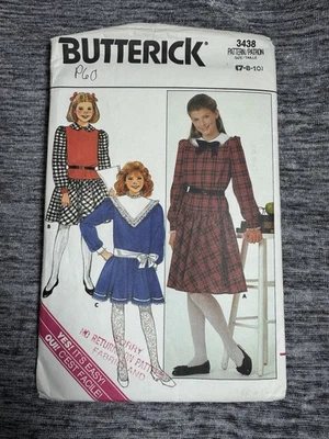 VTG Butterick Pattern 3438 Girls Dress SZ 7-10 CUT Complete  - Image 1 of 4