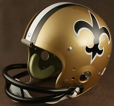 Casco de fútbol americano New Orleans Saints 1976-1982 NFL auténtico retroceso Foto 1 de 2