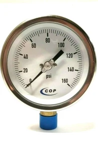 (20) Gauge 4" Face S/S Case 160 PSI 1/2" NPT Brass Tube & Socket Dry 59II3-CASE - Picture 1 of 4