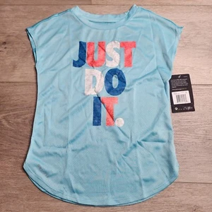 Nike Girl's Dri-Fit Blue Sleeveless Shirt 36D067 Size 6x - Picture 1 of 4