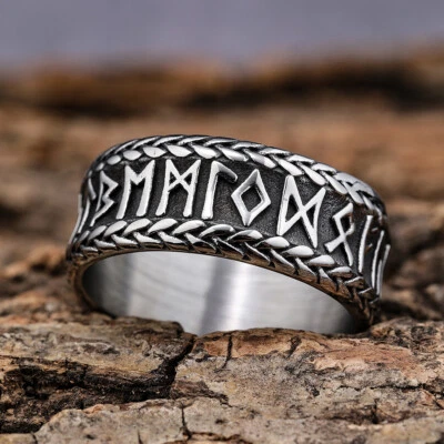 Viking Men's Ring Rune Letter Stamp Ring Wedding Vintage Jewelry Accessories - Image 1 of 4