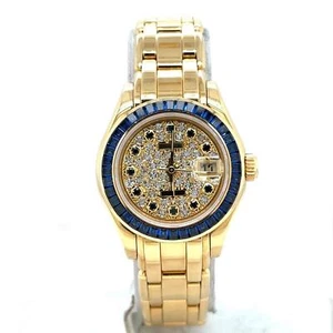 Rolex Pearlmaster 29mm 18k Yellow Gold Blue Sapphire Bezel/Diamond Dial 69308 - Picture 1 of 5