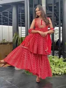 Conjunto de vestido para mujer Bollywood Kurta Sharara de diseñador indio - Imagen 1 de 6