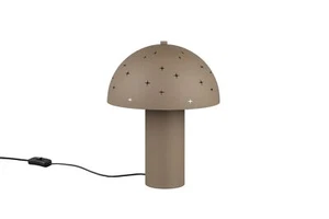 Tischlampe Taupe Schlafzimmer Metall Sterne 32,5 cm E14 Pilz Nachttisch Leuchte - Bild 1 von 8
