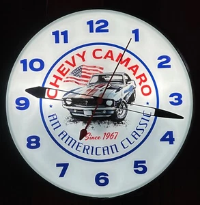 Chevy Camero Lighted Chevrolet Automobile Advertising Wall Clock - Picture 1 of 3