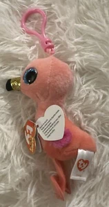 TY GILDA THE CUTE FLAMINGO BEANIE BOOS KEY CLIP, NEW w/TAG,HARD TO FIND-ADORABLE - Picture 1 of 4