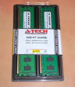 A-Tech 8GB Kit (2x4GB) PC3L-12800 DDR3L-1600MHz 2Rx8 1.35V DIMM RAM Memory - Picture 1 of 3