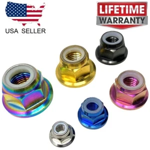 M5 M6 M7 M8 M10 M12 Titan Flanschmutter eloxiert Farbe selbstsichernd Nylon Einsatz - Bild 1 von 10
