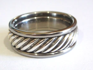 DAVID YURMAN SS, TITANIUM THOROUGHBRED MEN'S RING  - Picture 1 of 4