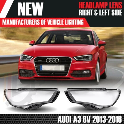 PARA AUDI A3 S3 8V RS3 LADO DERECHO E IZQUIERDO FARO FRONTAL LENTE CUBIERTA 2013-2016 UK Foto 1 de 4