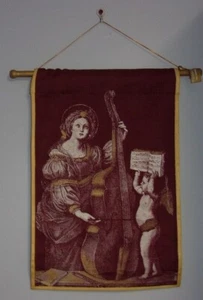 Roman Inc. Lady Playing Cello w/Angel Cherub Pennant Banner Handpainted NOS - Picture 1 of 1