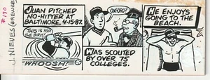 Juan Nieves - 1988 Topps Big Baseball Card Back Cartoon Art - Milwaukee Brewers - Picture 1 of 2