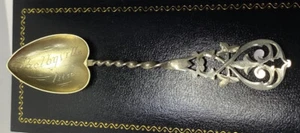 Antique Sterling Silver Demitasse Baby Etched Gold Engraved 925 Estate Spoon - Picture 1 of 10