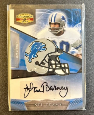 Lem Barney AUTO #/400 Donruss Gridiron Gear NFL Team 2009 Autograph SP Lions HOF - Image 1 of 2