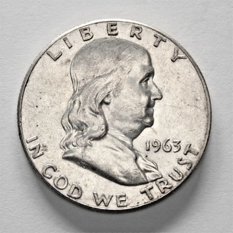 1963 P BENJAMIN FRANKLIN HALF DOLLAR TONING AU GRADE 90% SILVER 50C US COIN Cover