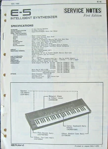 Roland Service Manual Original Book Pick One E-5 E-10 E-12 E-15 E-20 Synthesizer - Picture 1 of 9
