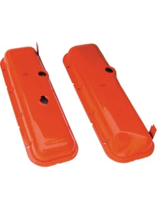 Trans-Dapt Valve Cover Stock Height Baffled Breather Holes Steel Orange (9918) - Picture 1 of 12
