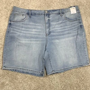 NWT Terra and Sky High Rise Shorts Women's Plus Size 24W Light Wash Denim Stretc - Picture 1 of 7
