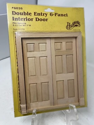 Houseworks #6026 Double Entry 6 Panel Interior Door Dollhouse 1:12 New Sealed - Image 1 of 2