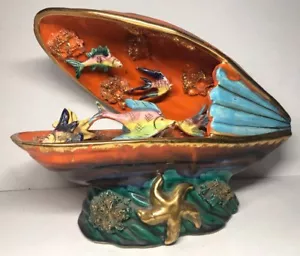 Lampe Veilleuse Trompe L'œil Aquarium Vintage Vallauris H 26 L 36 l 18 Cm - Bild 1 von 7
