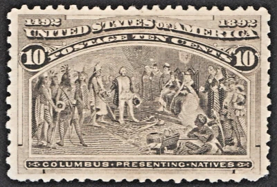 US Sc# 237 *MINT NO GUM* { F/VF 10c PRESENTING NATIVES } NICE COLUMBIAN OF 1893 - Image 1 of 3