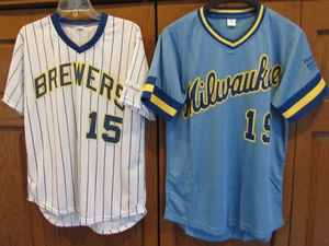 ROBIN YOUNT COOPER Milwaukee Brewers MLB Baseball 2 Jersey LOT SGA adult Medium - Picture 1 of 4