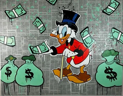 Alec Monopoly Tío Scrooge "Bolsa de Dinero" Original Mixto Graffiti Arte Foto 1 de 4
