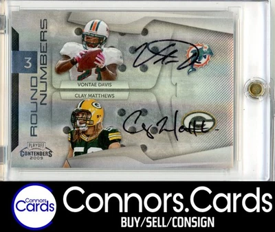 Vontae Davis Clay Matthews Rookie Auto 2009 Contenders #10 Round Numbers /10 - Image 1 of 2