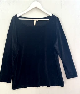 PURE JILL schwarze weiche Samt Strick Tunika Oberteil Langarm Gr. L - Bild 1 von 4