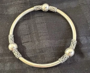 Designer Sterling Silver Tribal Bangle, Suarti Bead Station BA - Picture 1 of 10