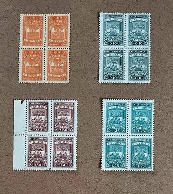 Impuesto de entretenimiento del estado de la India Bengala Occidental emblema marca de agua bloques MNH sin usar Foto 1 de 2