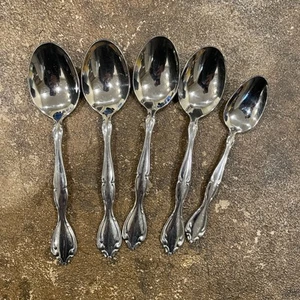 5 Piece Oneida Community Stainless Cantata Glossy Table Place Spoon Teaspoon - Picture 1 of 5