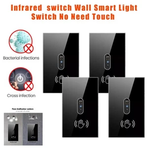 Smart Wall Smart Light Switch 10A Hand Sweep Sen-sor GlassPanel No Need Touch US - Picture 1 of 63