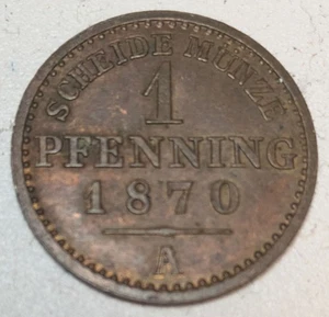 Moneda de cobre penique Prusia 1870 ¡VER!!! - Imagen 1 de 2