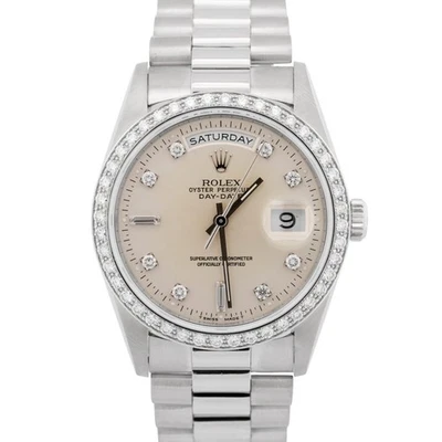 Rolex Day-Date President FACTORY DIAMOND 36mm Reloj de plata 950 platino 18346 Foto 1 de 4