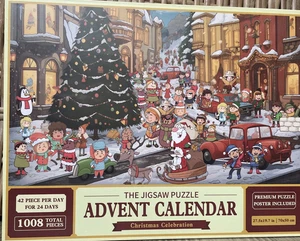 Calendario dell'Avvento Natale Puzzle 1008 Pz 24 Giorni Conto alla Rovescia Vacanze 42pz ogni giorno - Foto 1 di 2