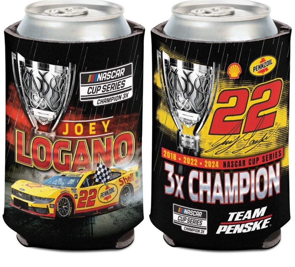 Joey Logano 2024 Nascar Cup Series Champion Lata Enfriador Penske Racing Ford Koozie Foto 1 de 1