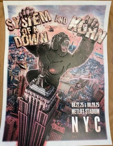 OFFICIAL SYSTEM OF A DOWN KORN POSTER Embossed  Metlife NJ NY AUG 2025 - Picture 1 of 3