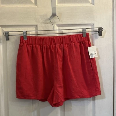 Pantalones Cortos Forever 21 Mezcla de Lino Mujer L Rosa Caliente Pull On Informales Verano Nuevos con Etiquetas Foto 1 de 4