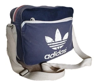 Bolso de Hombro Mensajero Adidas De Colección Azul Blanco Lona - Og '70s Re-lanzamiento - Imagen 1 de 15