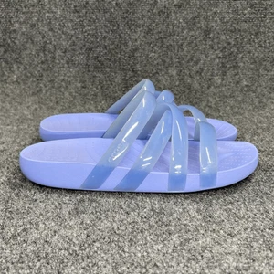 Crocs Splash Sandals Women's 8 Blue Jelly Glossy Strappy Athletic Beach Slides - Picture 1 of 12